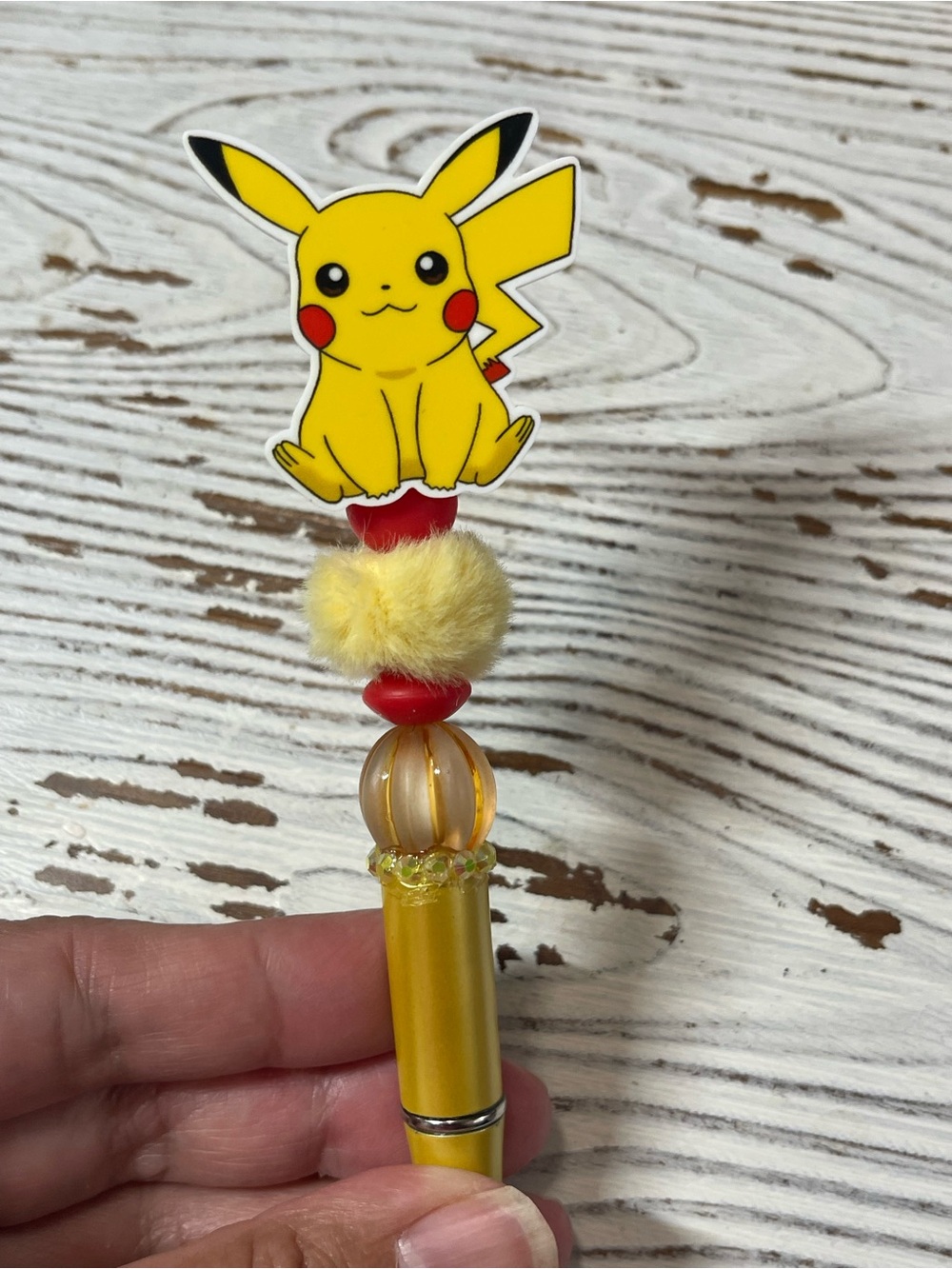 Yellow Pikachu Beaded Pen